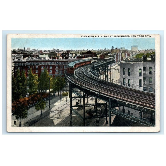 Vintage Postcard 1914 NY Train Elevated Railway Tracks Aerial City View New York - Picture 1 of 2